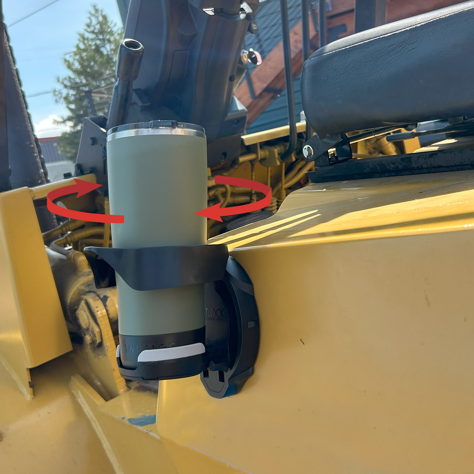 Vertical Folding Locking Cup Holder Forklift Green Insulated Tumbler 2
