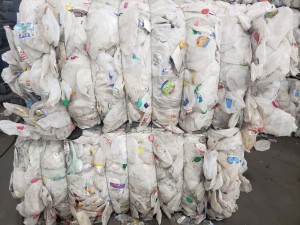 HDPE milk bottle scrap in bale