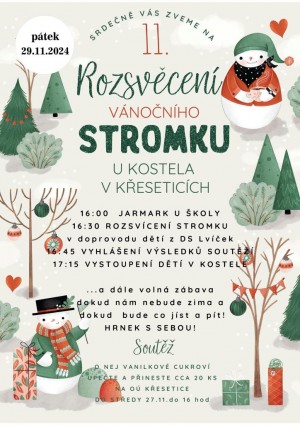 Lighting of the Christmas Tree at the Church in Křesetice  