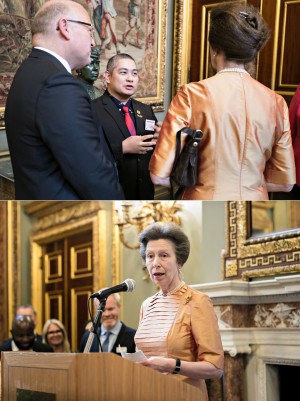 Princess Anne in a conversation with the Rajah of Tambulian at Marlborough House