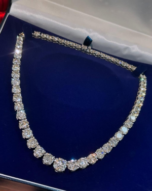 85 Carat Tennis Riviera Necklace VVS VS Natural Diamonds