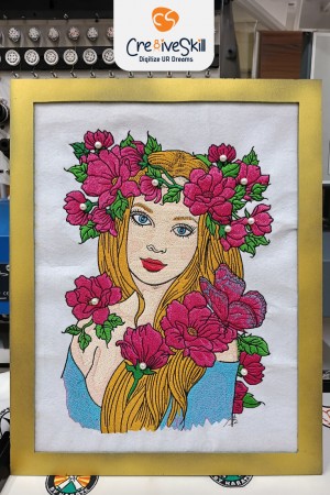 Floral Girl Embroidery Digitizing - Cre8iveskill