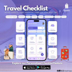 Saathi app: Traveling pre-made Checklist for any travel location