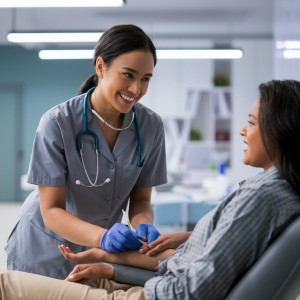 a modern medical clinic setting where a friendly m EjCOYVrdTCyuCXhCyWYgWg ZmXUwOoGSJeUMBv5Xzwd3w