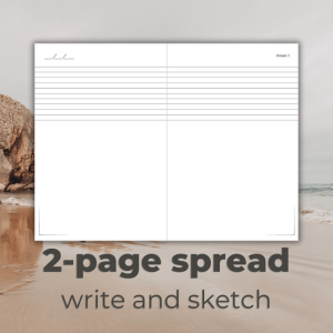 Our unique 2-page layout for writing and sketching each week