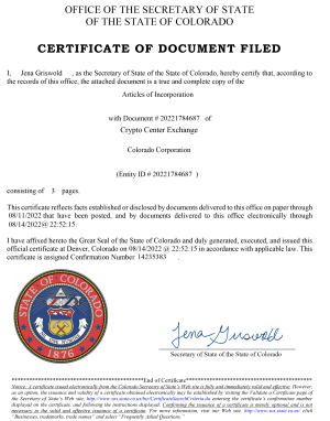 Crypto Center Exchange  Certificate