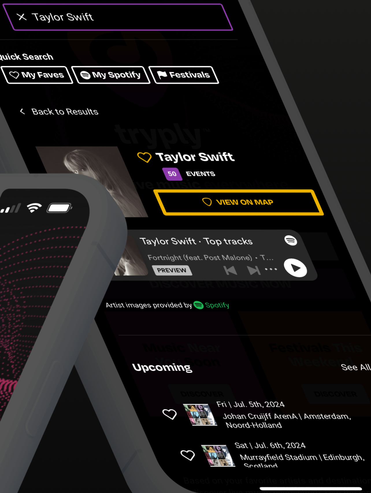 Explore The Artist Detail Page  view events on a map listen to top tracks explore similar artists