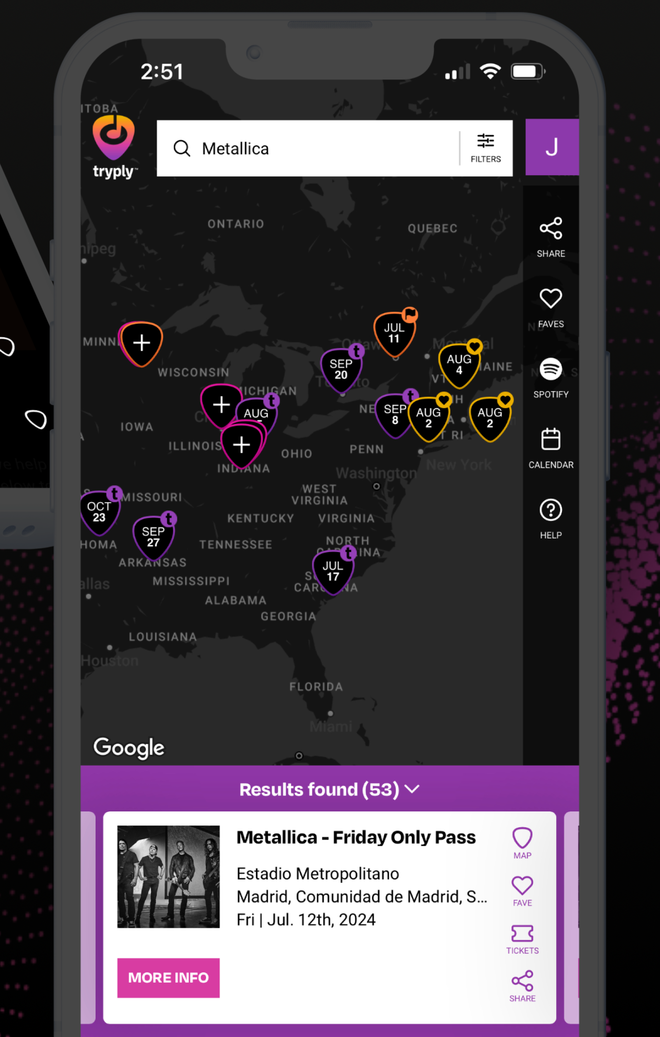 The Interactive Map  find your next show share your event with friends and buy tickets