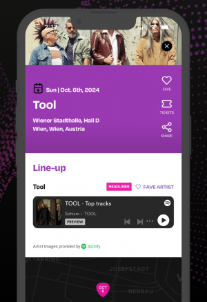 Spotify Integration - listen to top tracks from your searches and discover new artists