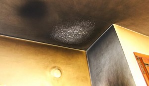 smoke stained ceiling
