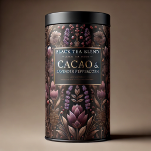 DALL E 2024 12 30 14 18 40 A cylindrical tea packaging design featuring the sophisticated and aromat