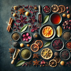 DALL E 2025 01 01 21 17 26 A sophisticated and elegant background for a tea Kickstarter campaign tem