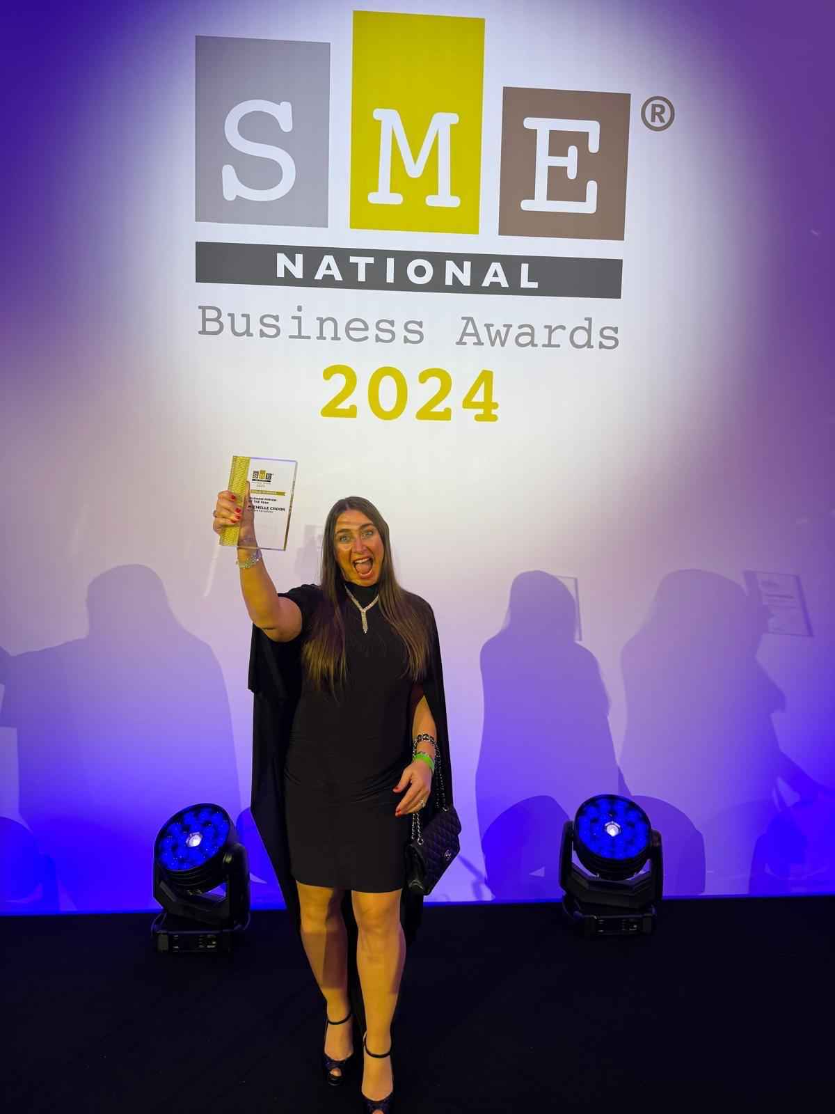 Michelle Crook from Bedford Takes Home Gold for Business Person of the Year (2024) at SME Awards