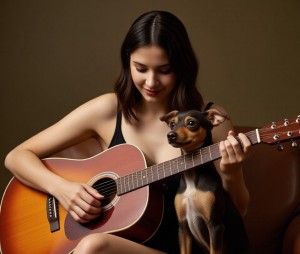 Laura on the acoustic guitar