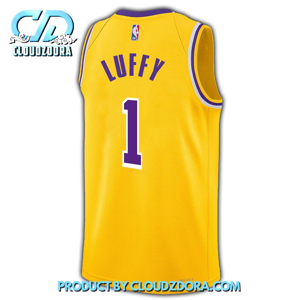 LA Lakers X One Piece Monkey D Luffy Basketball Jersey 3 LA Lakers X One Piece Monkey D Luffy Basketball Jersey 3