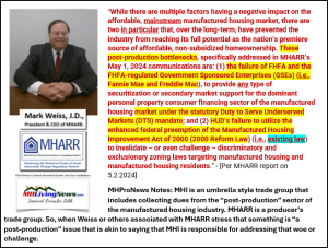 MarkWeissJD MHARR PresCEOonDTS andEnhancedPreemptionUnderManufacturedHousingImprovementActof2000andH