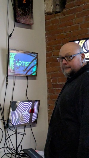 Brad and one of the painted monitors