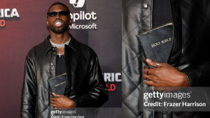 WriterBoy on the Red Carpet of Captain America holding Holy Bible
