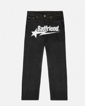 Bad Friend Latter Printed Jeans Black White 2 1