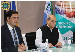 Air Marshal (Dr) Pawan Kapoor and Dr. Shubnum Singh presenting Memorandum of Understanding during the signing ceremony.