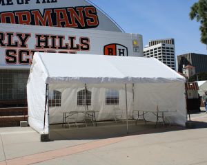 Medical support tent near check-in