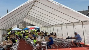student run marathon close up 120by30ft tent for eating with people