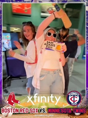 Guests enjoying the 360° photo booth experience at Fenway Park, powered by BostonPhoto360.