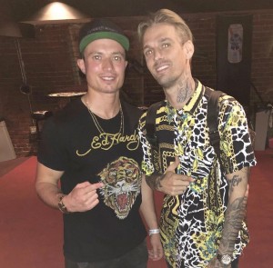 Leon Budrow catches a pic with pop star Aaron Carter after the show