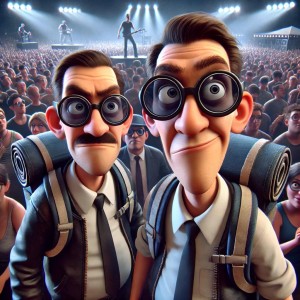 Two shady men with big backpacks lurk at a concert—would you spot the danger before it