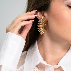 Crystal Rose Gold Wing Earrings – Hand-Beaded Statement Jewelry