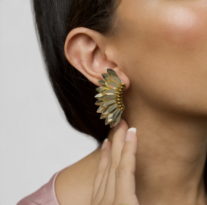 Gold unique statement angel wings-beaded earrings