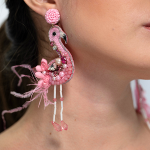 Whimsical Pink Flamingo Earrings – Hand-Beaded Earrings