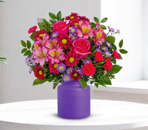 Mother’s Day floral arrangement with carnations and tulips