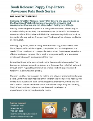 Calming First Day Nerves: Puppy Day Jitters, the second book in the Pawsome Pals series, offers reassurance and support.