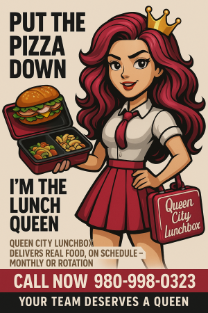 Team Lunches- No more Pizza QCLB Flyer