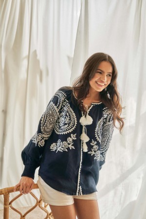 AMORRRE Summer Capsule - Amina Blouse in Midnight Blue