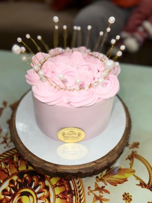 baby pink with white stone cake