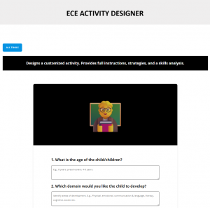 ECE Activity Designer (AI Tool): Input Form 