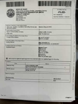 attorneys allegedly misrepresented the Idaho company as a Texas registered Company