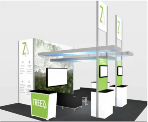20x20ft Island Turnkey Trade Show Booth Rental Treez Backlit Iconic Displays