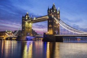 famous tower bridge evening london england