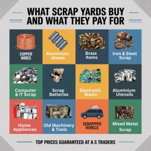 What we buy – copper wires, aluminium, brass, electronic waste, scrapped vehicles and more.