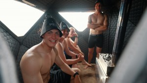 Pure heat, pure calm A guest unwinds inside the PortaSauna. #ContrastTherapy