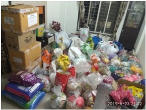 Various good donated by donors. 