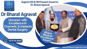 Gujarat CM and Health Minister Honor Dr Bharat Agravat with Bharat Medical Excellence Award in Cosme
