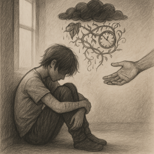 A teenage silhouette