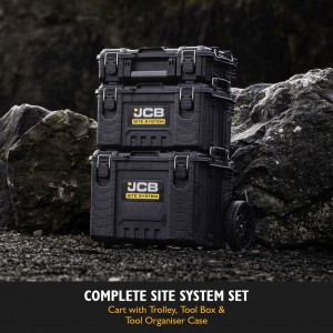 Complete Site System Site JCB Site System 3 Piece Modular Tool Storage Box and Organiser with Cart 9