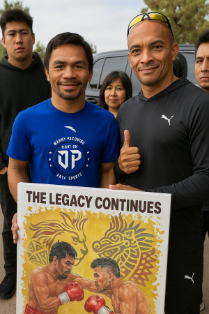  Tony Deoleo Visits Manny Pacquiao’s Training Camp in LA as June Aquino Unveils Masterpiece Gift Honoring Greatness 