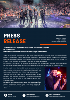 REO Classics Band PR Terry Hospital release