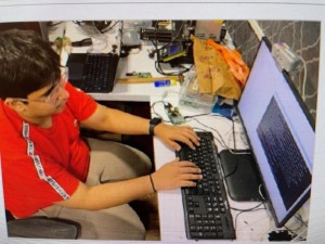Aarav Shah implementing python code and testing Raspberry Pi in AnxiQure device
